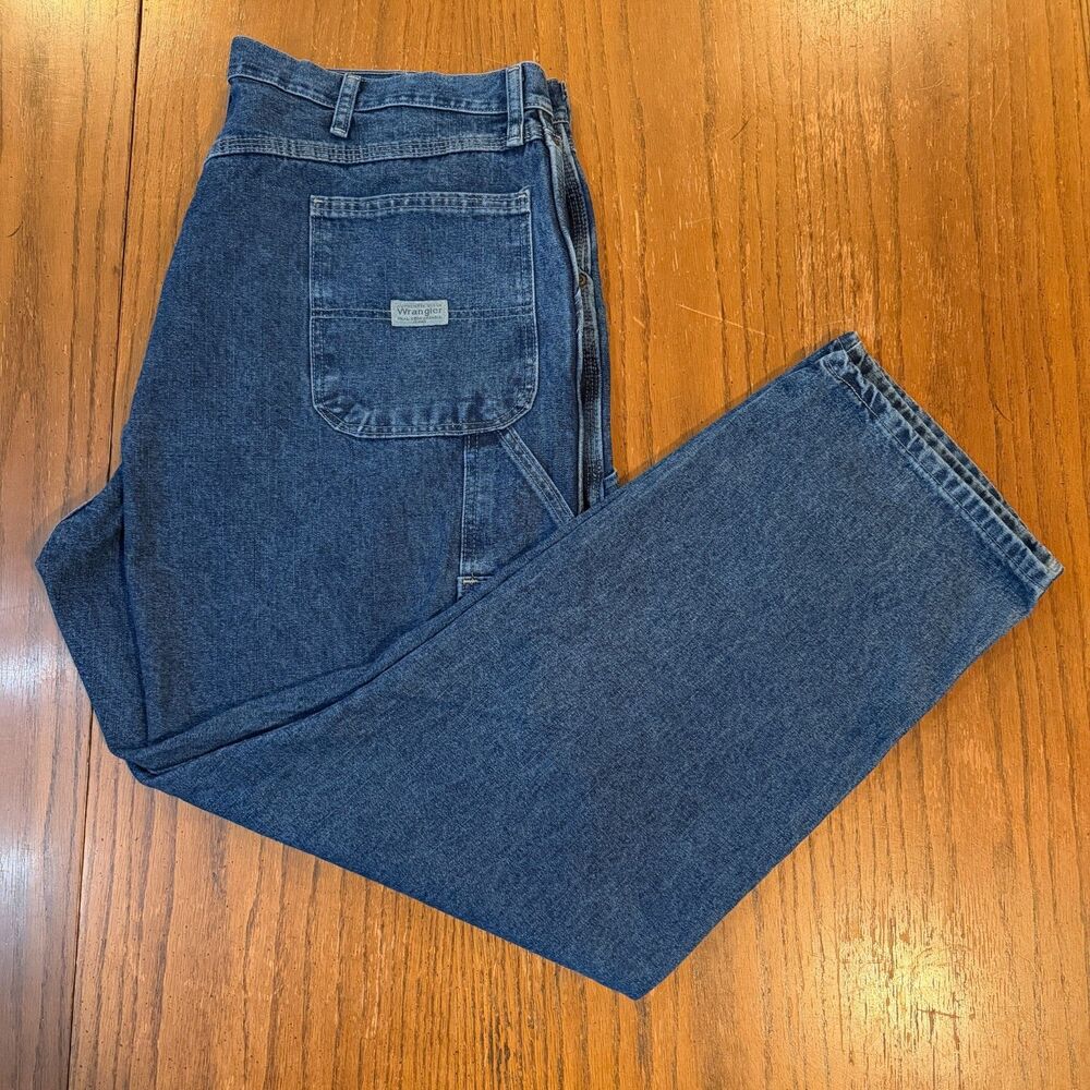 Wrangler Carpenter Jeans 42x32 Relaxed Fit Blue Denim Workwear Utility Y2K